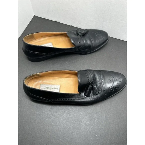 MEZLAN HAVANA Black Men’s 13 Leather Tassel Cap Toe Slip On Dress Loafers Spain - Picture 10 of 10